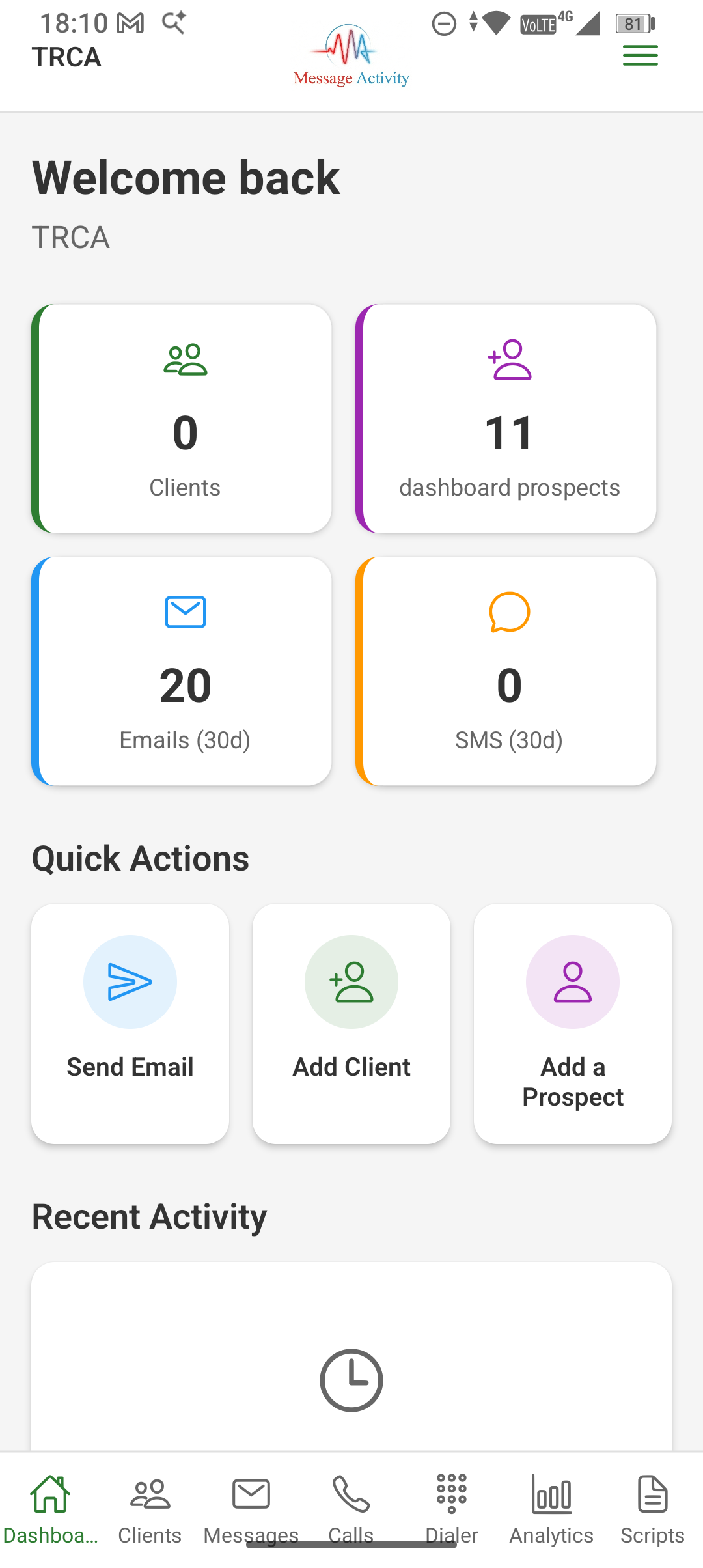لوحة تحكم MessageActivity